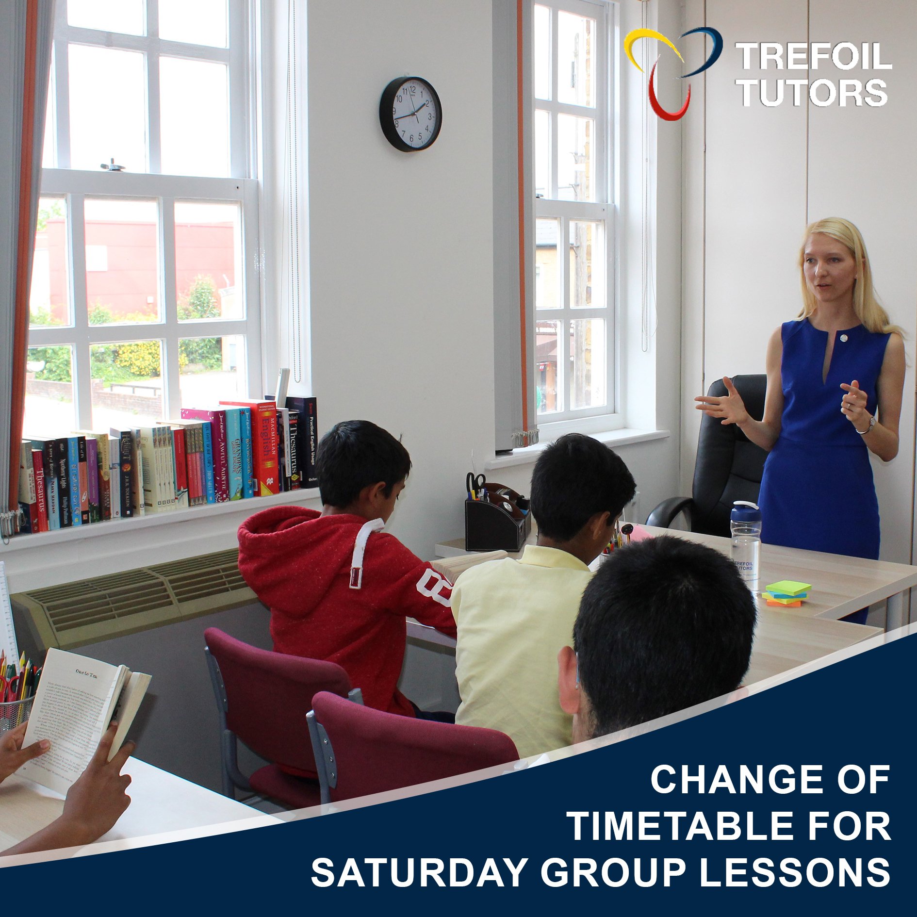 CHANGE OF TIMETABLE FOR SATURDAY GROUP LESSONS