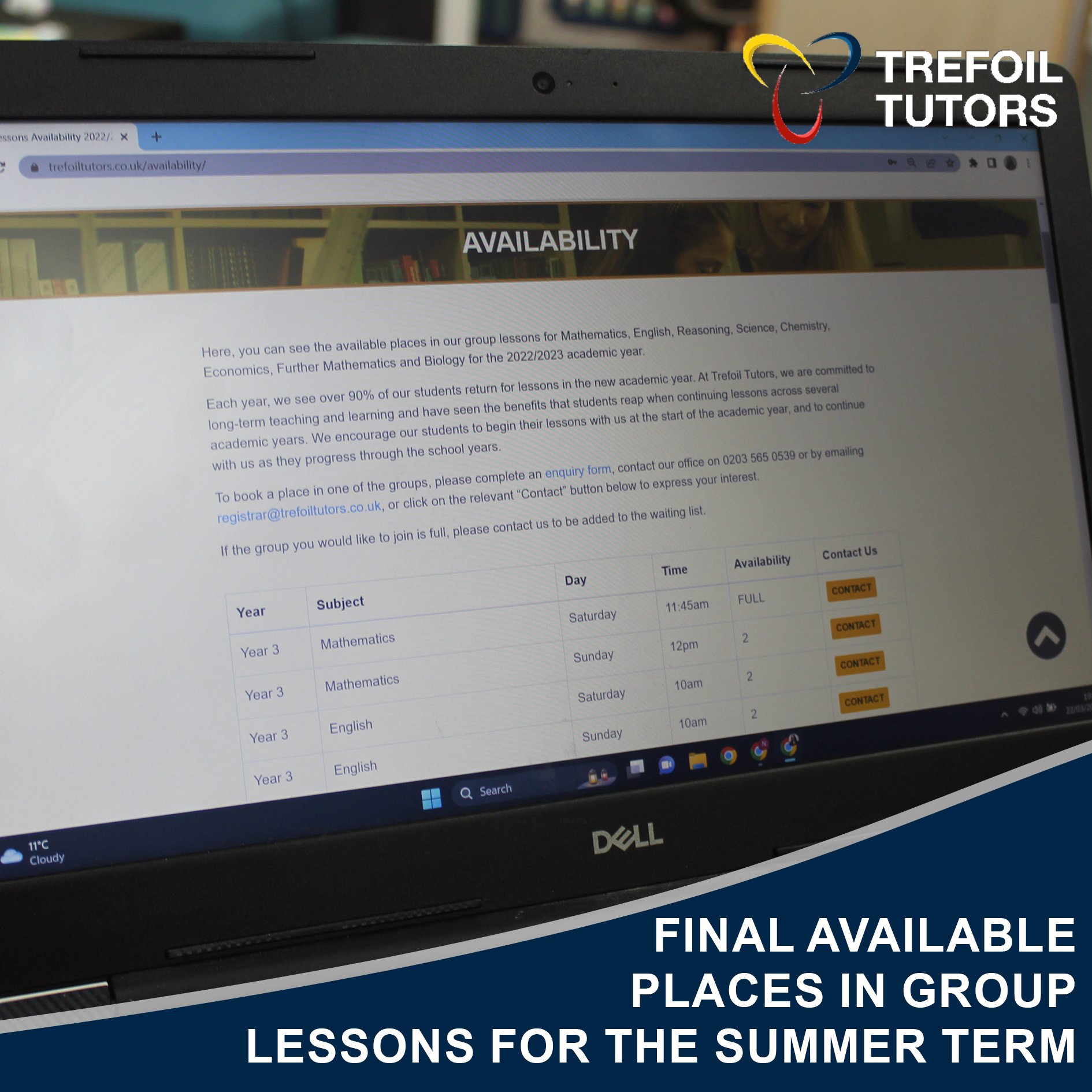 END OF PRIORITY REGISTRATION AND FINAL AVAILABLE PLACES FOR THE SUMMER TERM AND SUMMER LESSONS