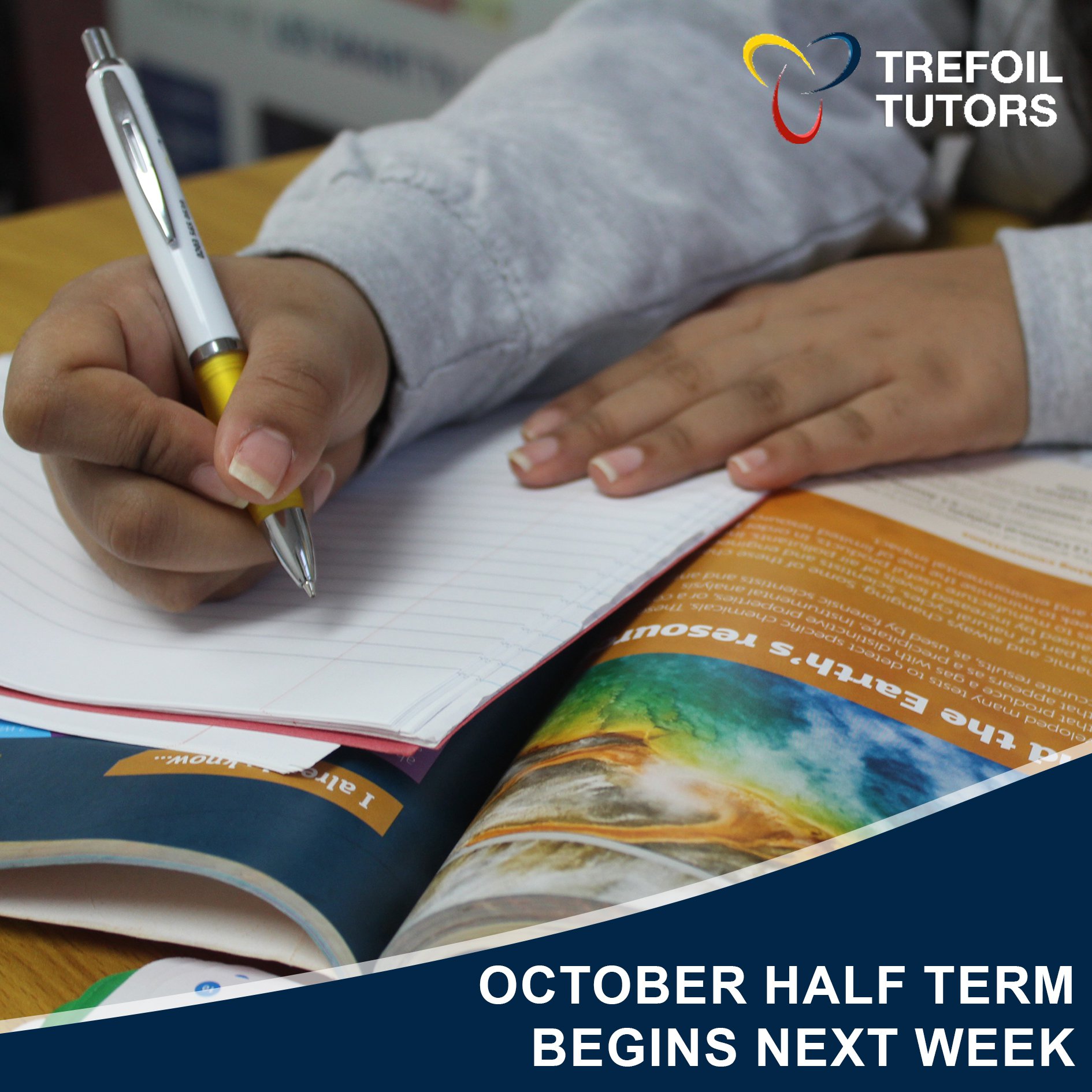 OCTOBER HALF TERM BEGINS NEXT WEEK