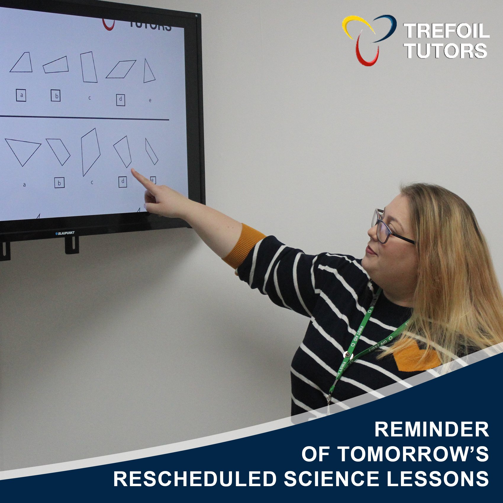 REMINDER OF TOMORROW’S RESCHEDULED SCIENCE LESSONS