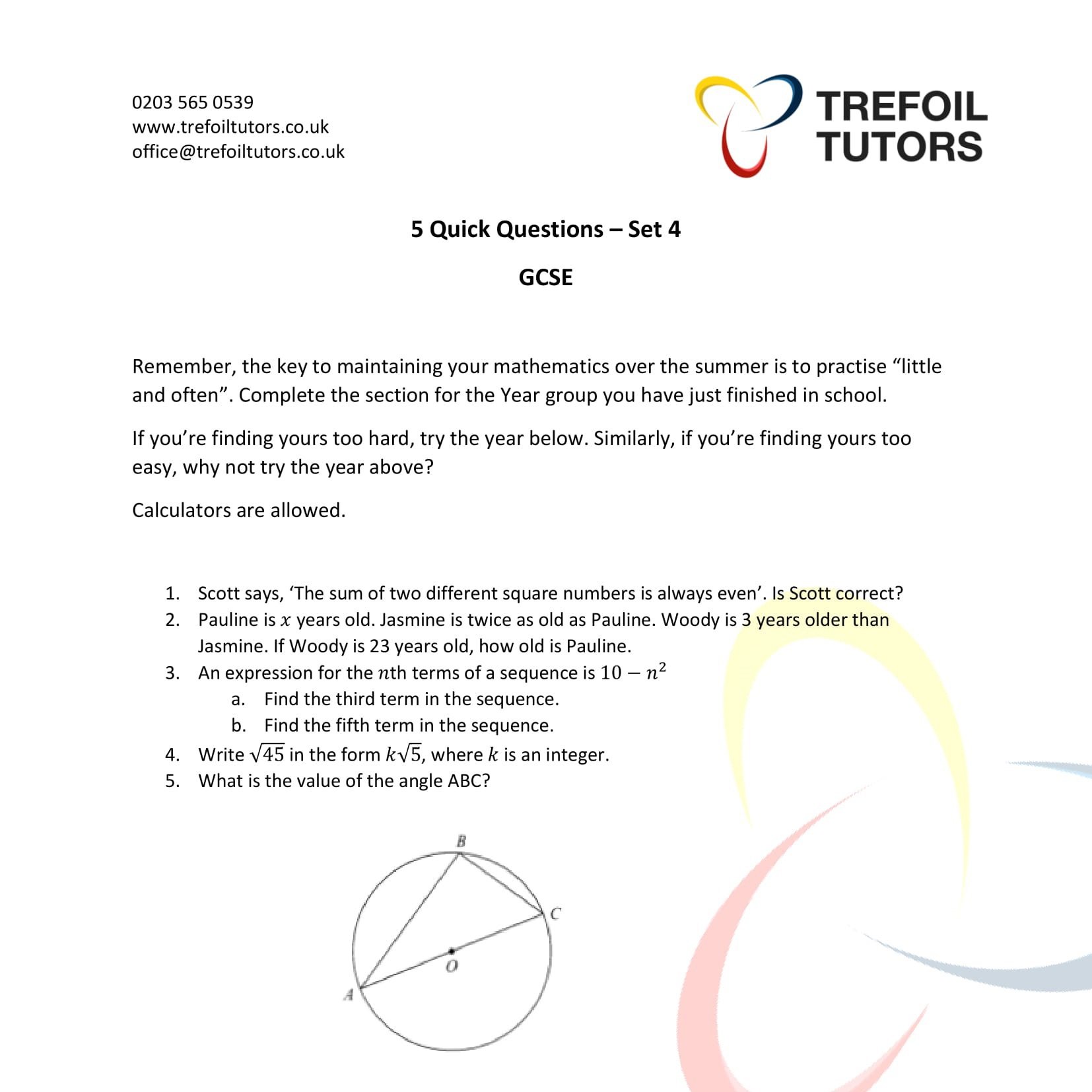 5 Quick Questions - Set 4