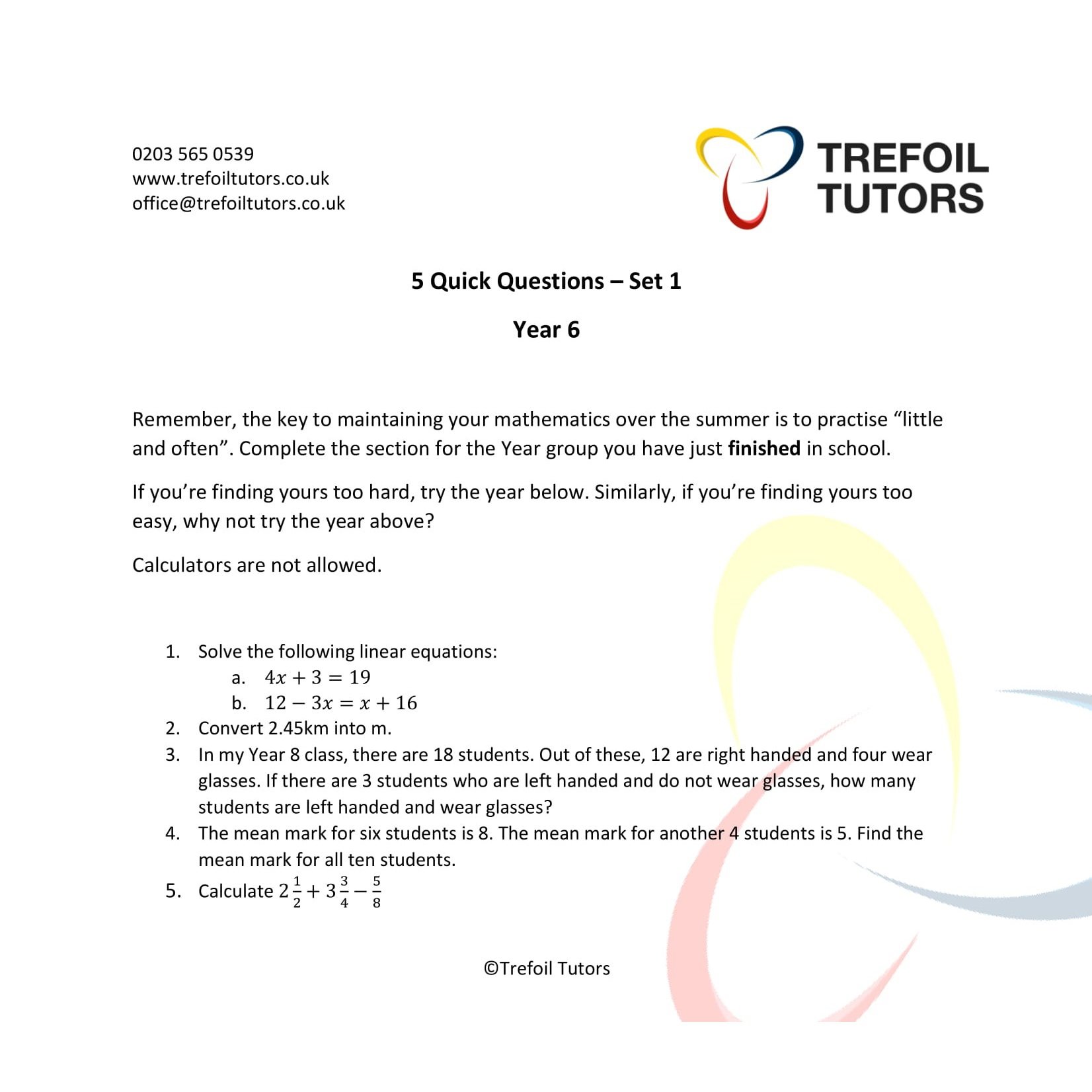 5 Quick Questions - Set 2